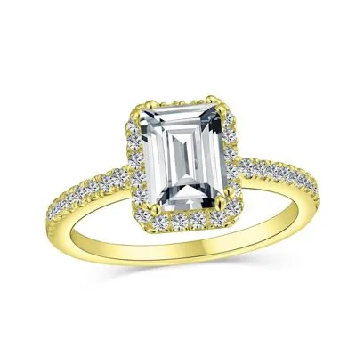 Art Deco Style Halo CZ Emerald Cut Promise Ring by Bling Jewelry