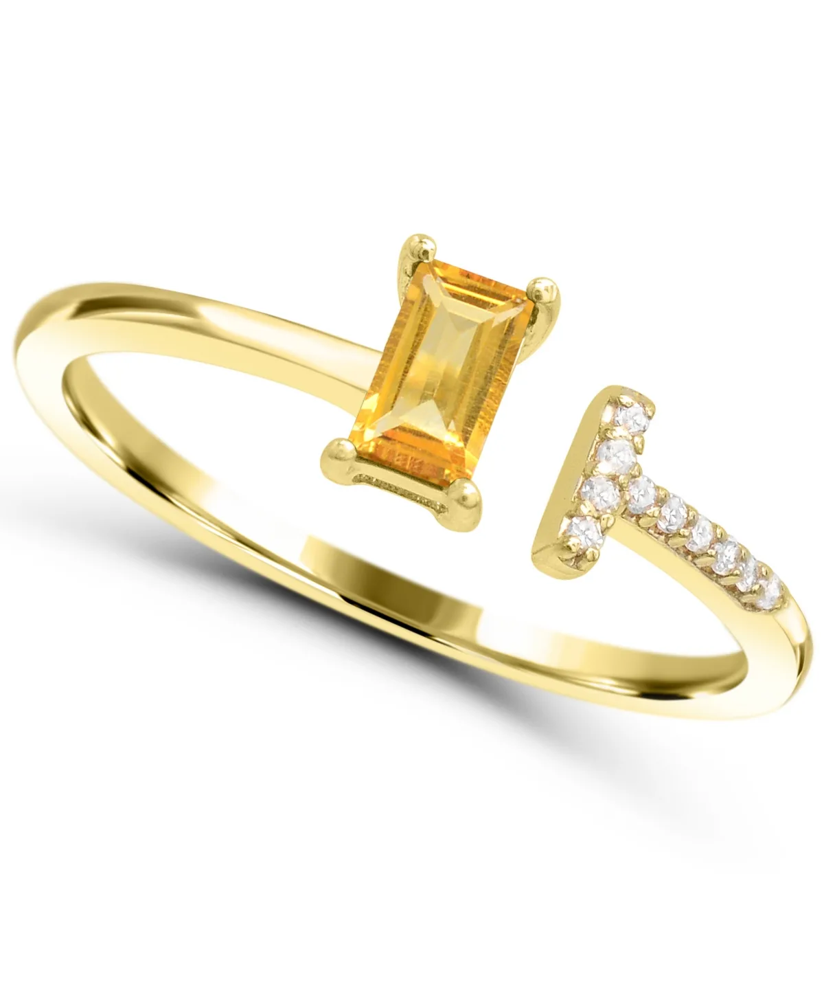 Citrine (1/4 ct. t.w.) and Diamond Accent Cocktail & Statement Ring in Gold-Plated Sterling Silver by Macy's