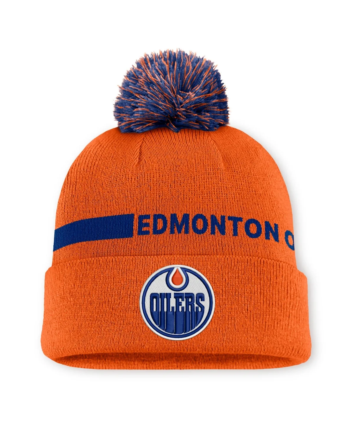 Edmonton Oilers Authentic Pro Rink Cuffed Knit with Pom Hat by Fanatics