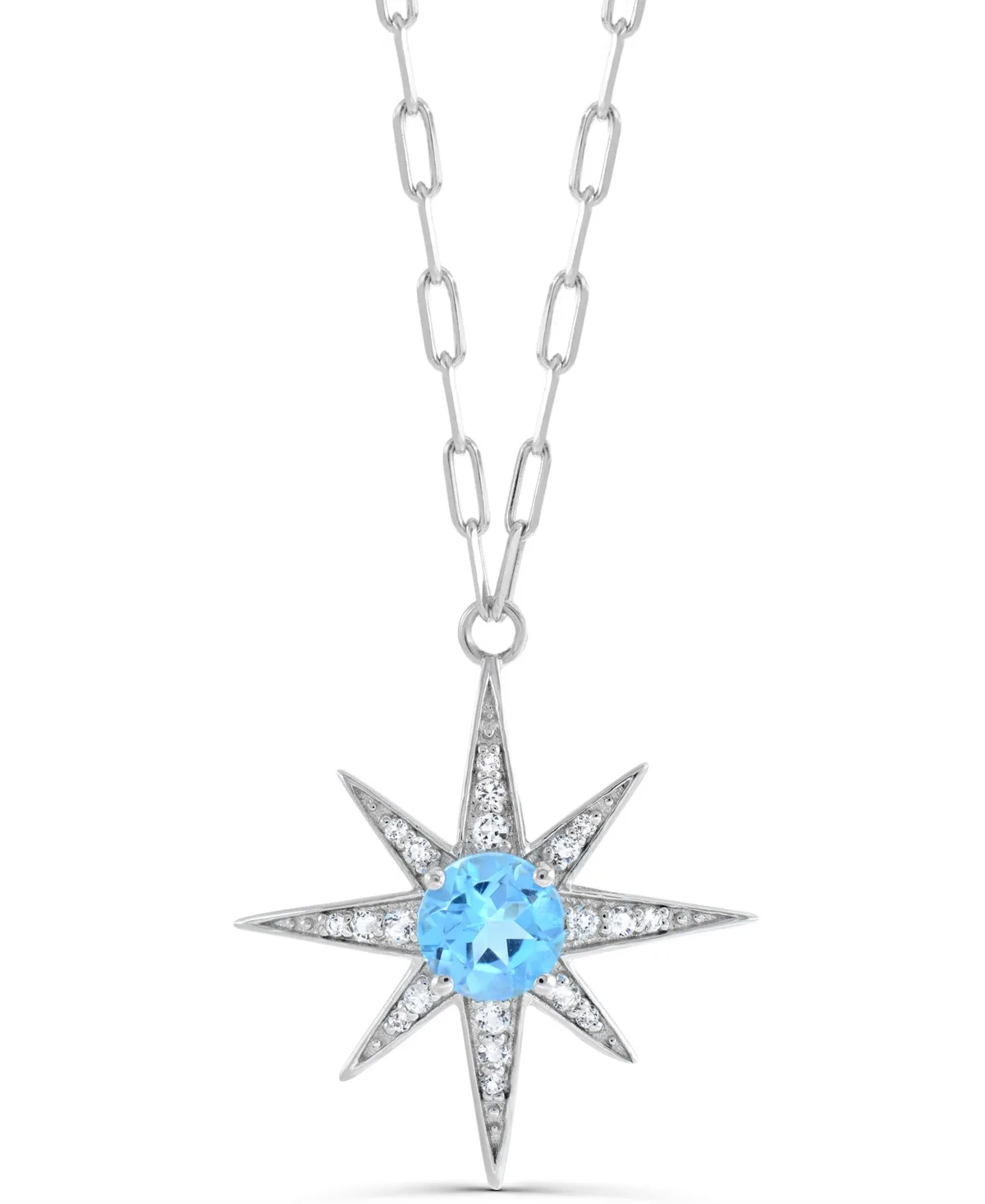 Swiss Blue Topaz and White Topaz Pendant Necklace (1 ct. t.w.) in Sterling Silver by Macy's