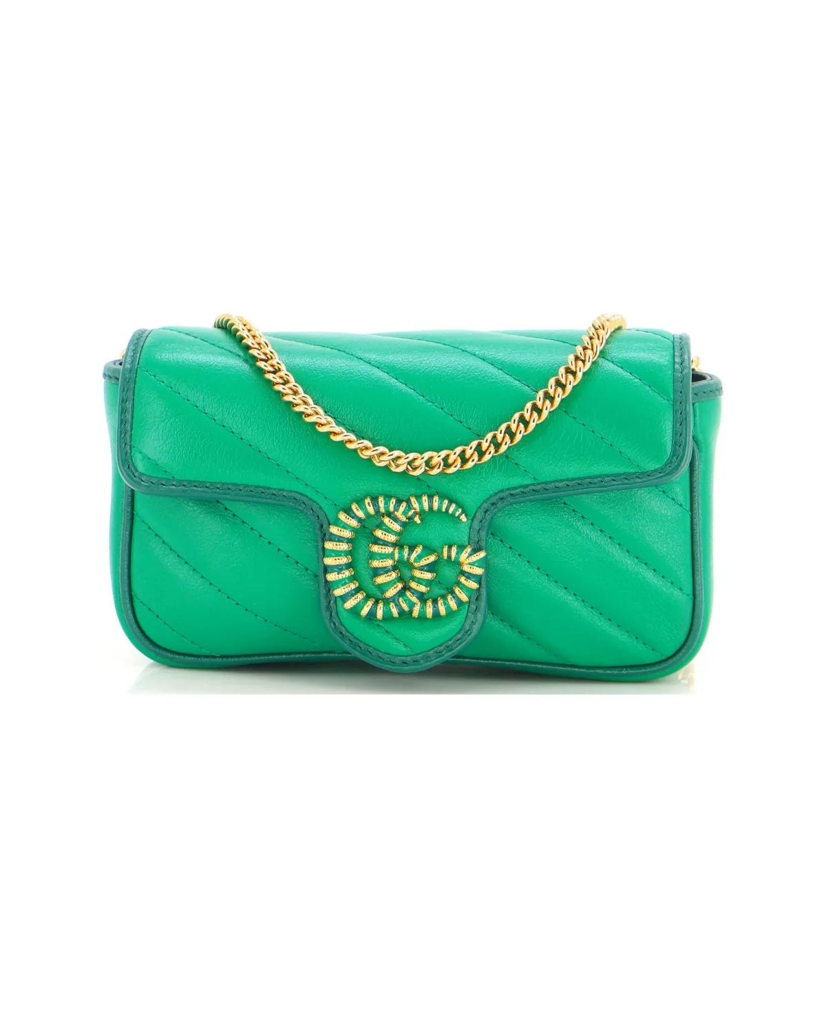 Pre-Owned Gucci Super Mini Gg Marmont Flap Bag Diagonal Quilted Leather by Gucci