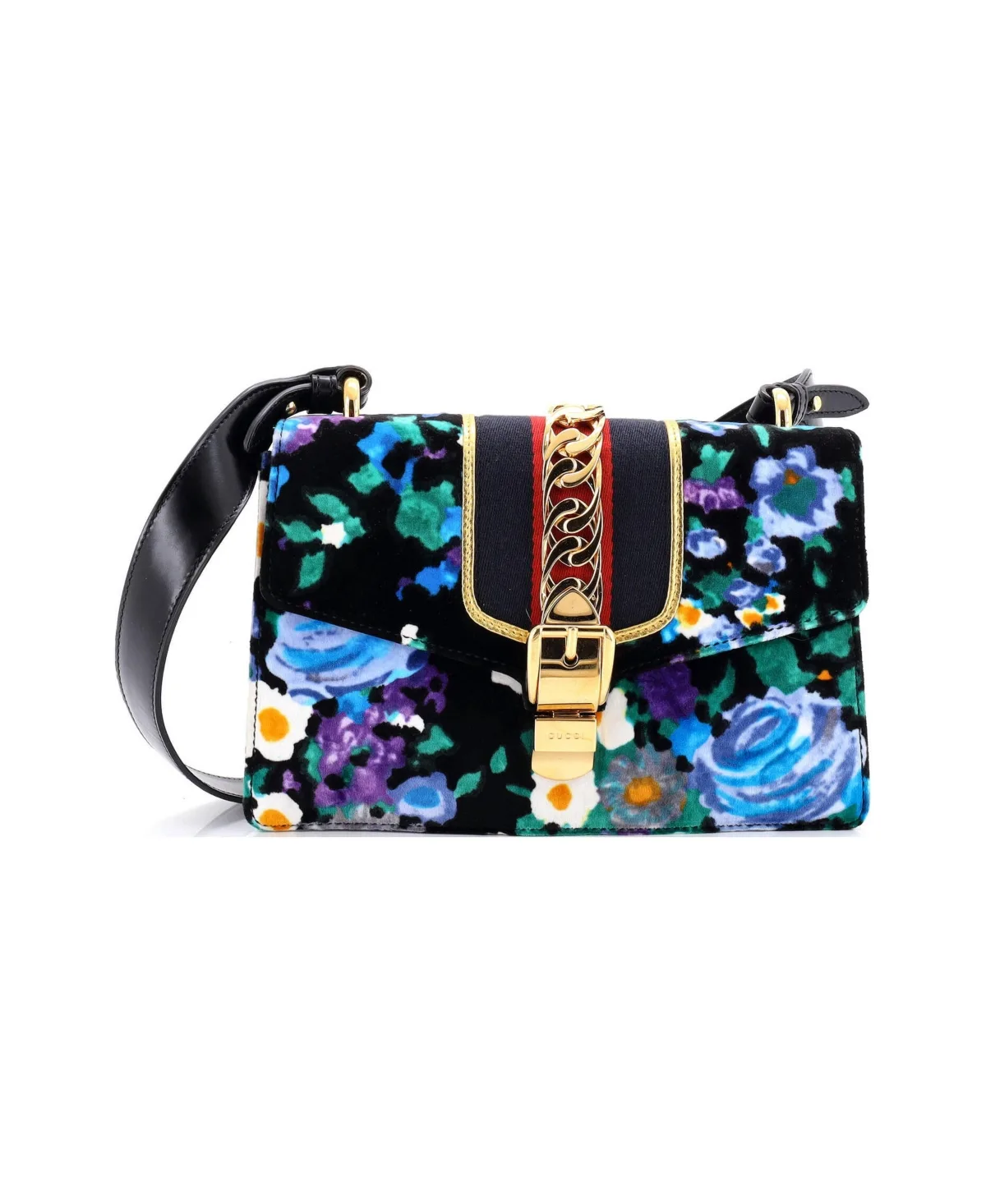 Pre-Owned Gucci Small Sylvie Shoulder Bag Printed Velvet by Gucci