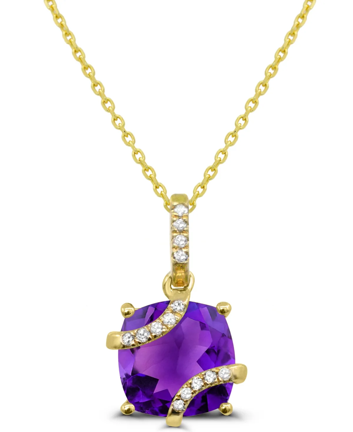Amethyst and Diamond Accent Pendant (7/8 ct. t.w.) in 14k Gold-Plated Sterling Silver by Macy's