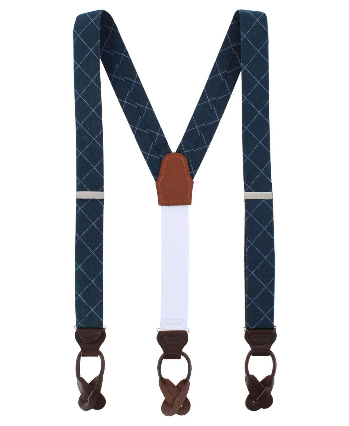 Zeke Diamond Patterned Business Wool Blend Button End Suspenders by Trafalgar