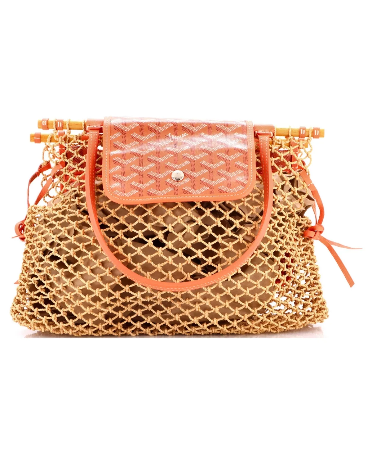 Pre-Owned Goyard Aligre Bag Raffia Net with Coated Canvas by Pre Owned Goyard