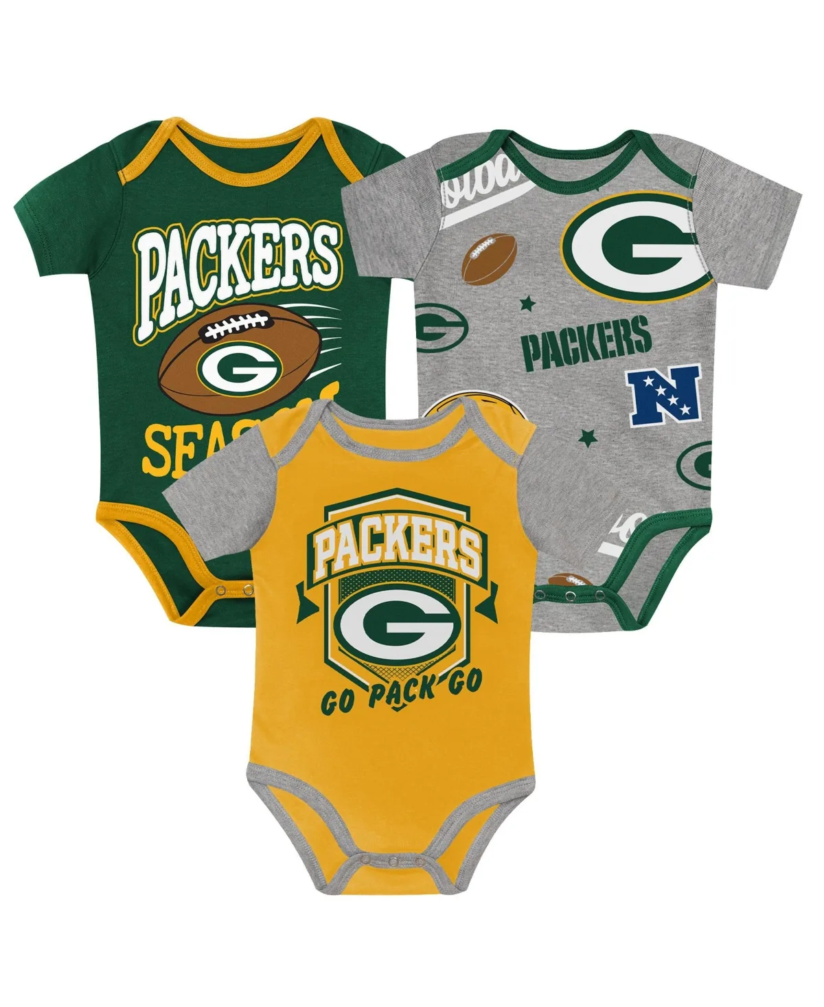 Bay Packers First Round Pick Cotton Bodysuit, 3-Piece Set by Outerstuff