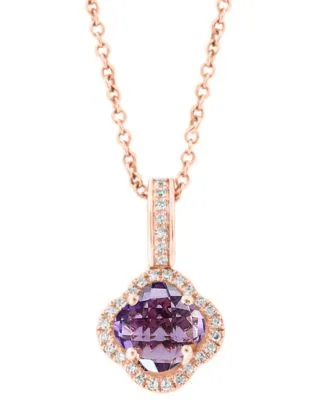 Diamond Pink Amethyst Ring Amethyst Pendant Amethyst Stud Earrings in 14k Rose Gold by Effy Collection
