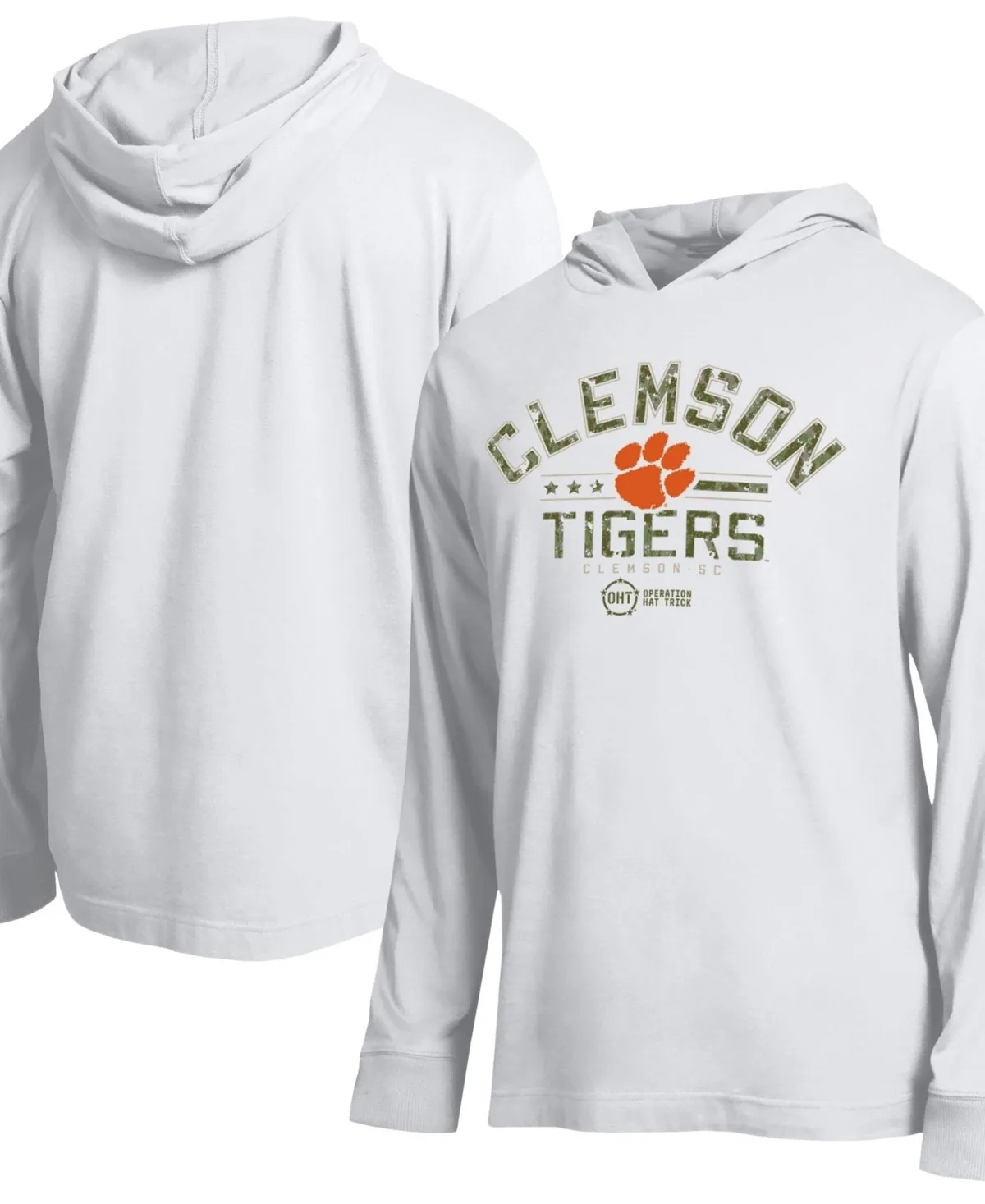 Clemson Tigers Operation Hat Trick Sleeve Line Hooded Long-Sleeve T-Shirt by Champion