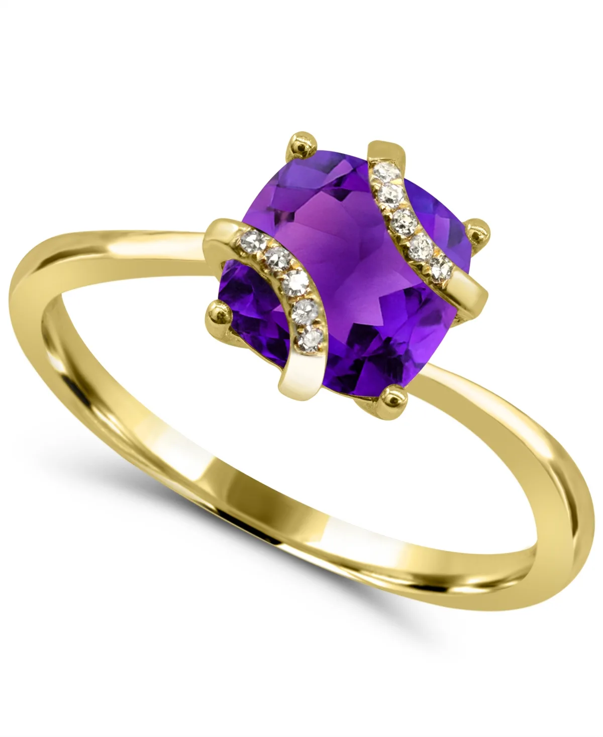 Amethyst (7/8 ct. t.w.) and Diamond Accent Ring in 14k Gold-Plated Sterling Silver by Macy's
