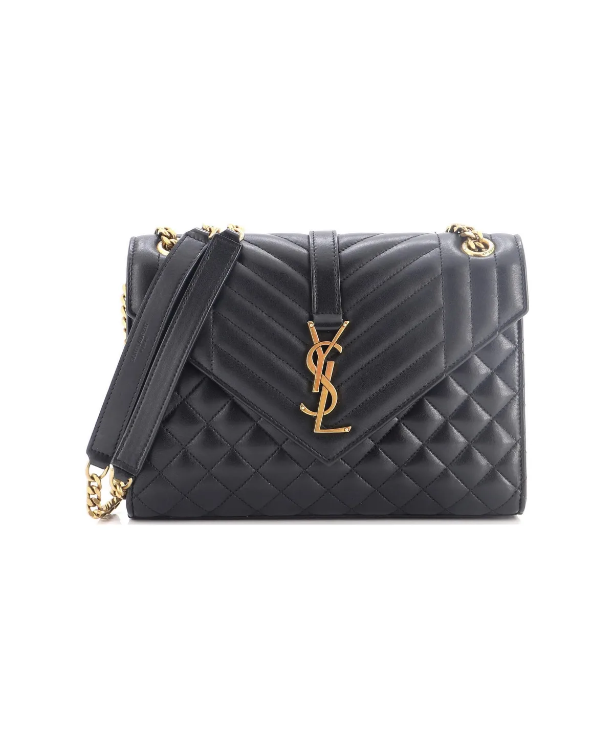 Pre-Owned Saint Laurent Medium Classic Monogram Envelope Satchel Mixed Matelasse Leather by Saint Laurent