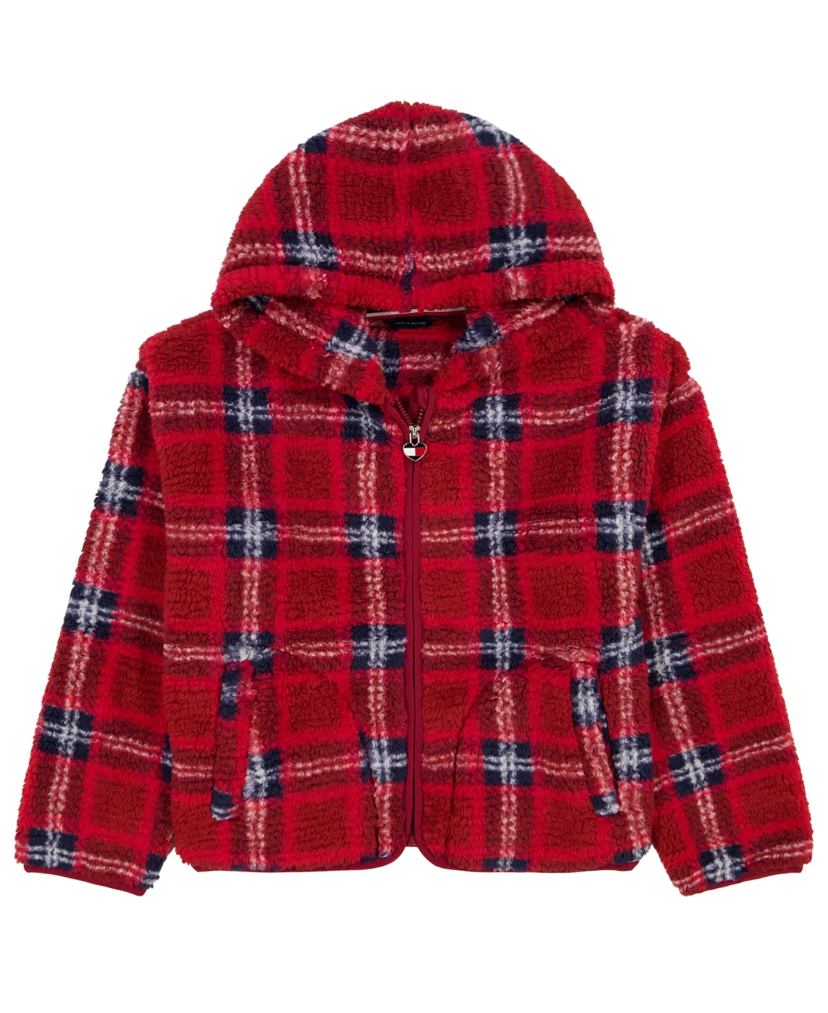 Plaid Faux Fur Drop-Shoulder Hoodie by Tommy Hilfiger