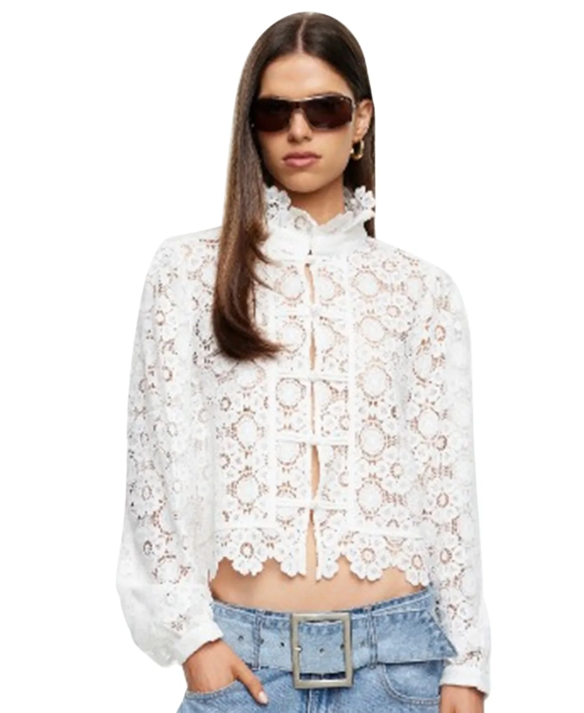 Overtime Ruffle Mock Neck Blouse by Lioness