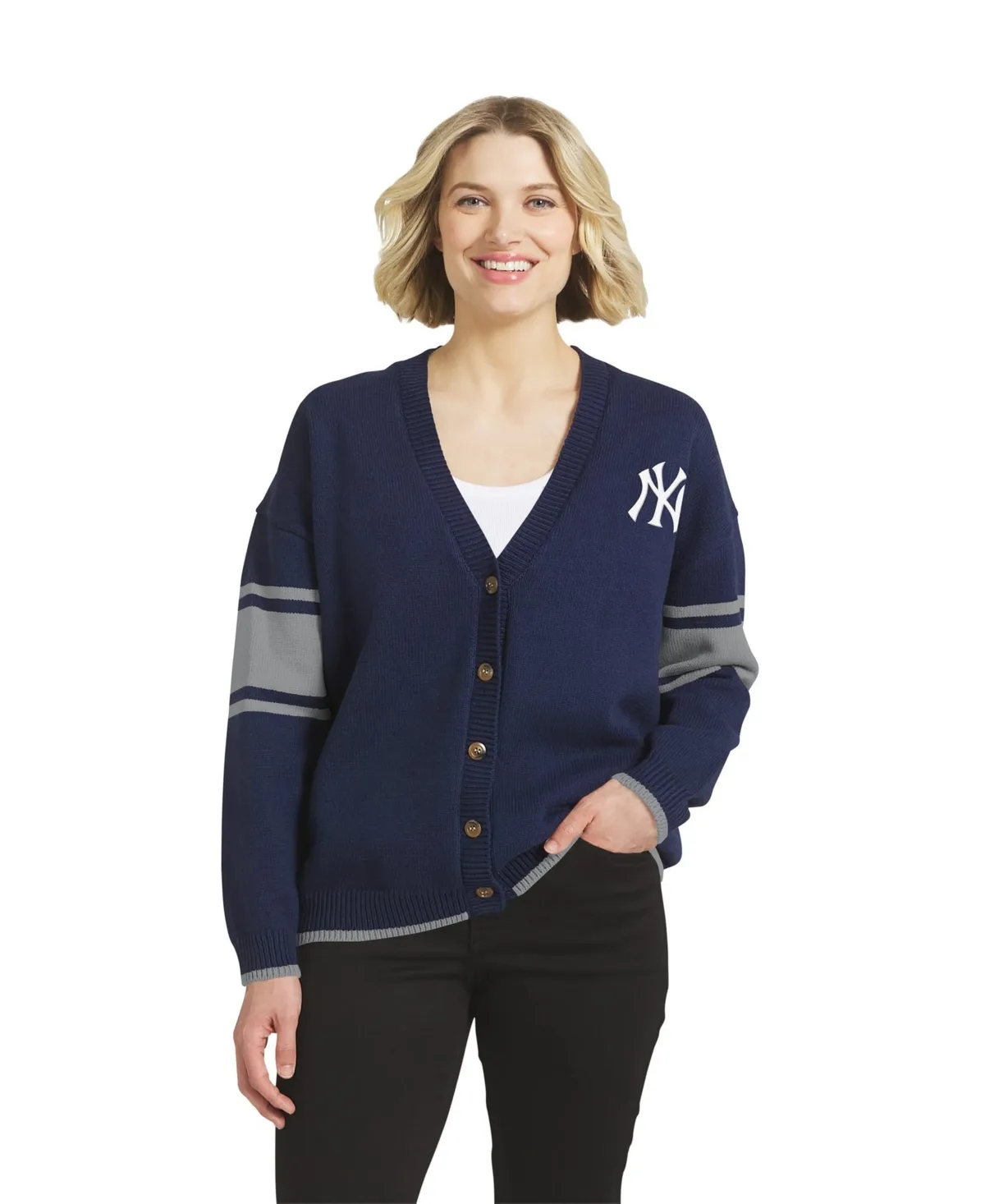 New York Yankees Button-Up Knit Cardigan by Wear by Erin Andrews