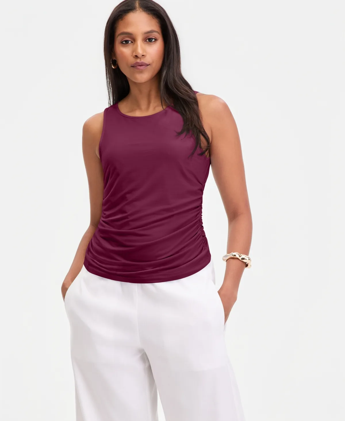 Luxe-Layering Jersey Ruched Tank by INC International Concepts