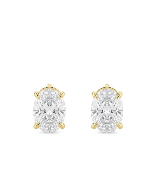 Cubic Zirconia Oval Claw Studs by Etoielle