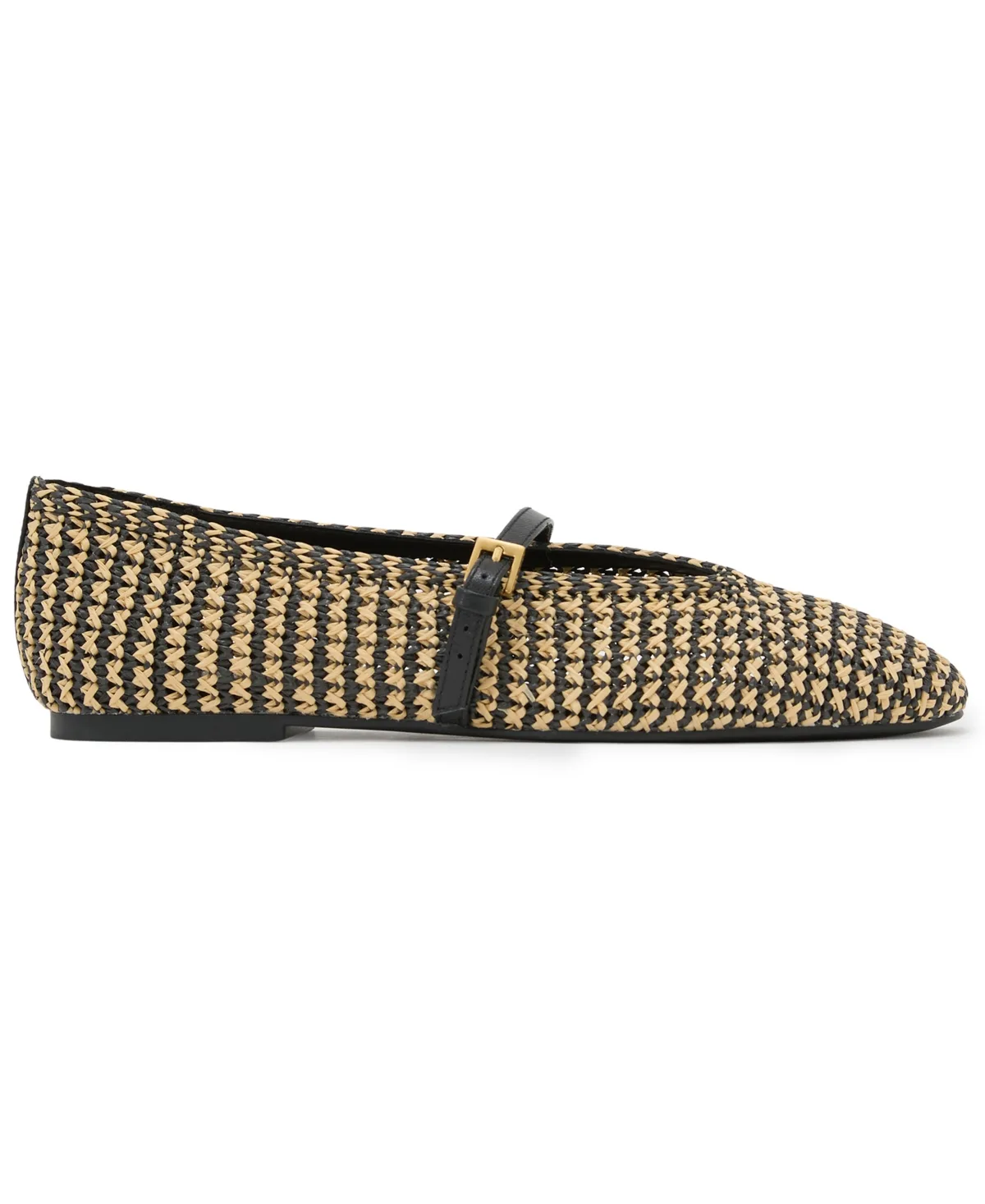 Raffia Effect Baller Rounded Toe Ballet Flats by Reiss