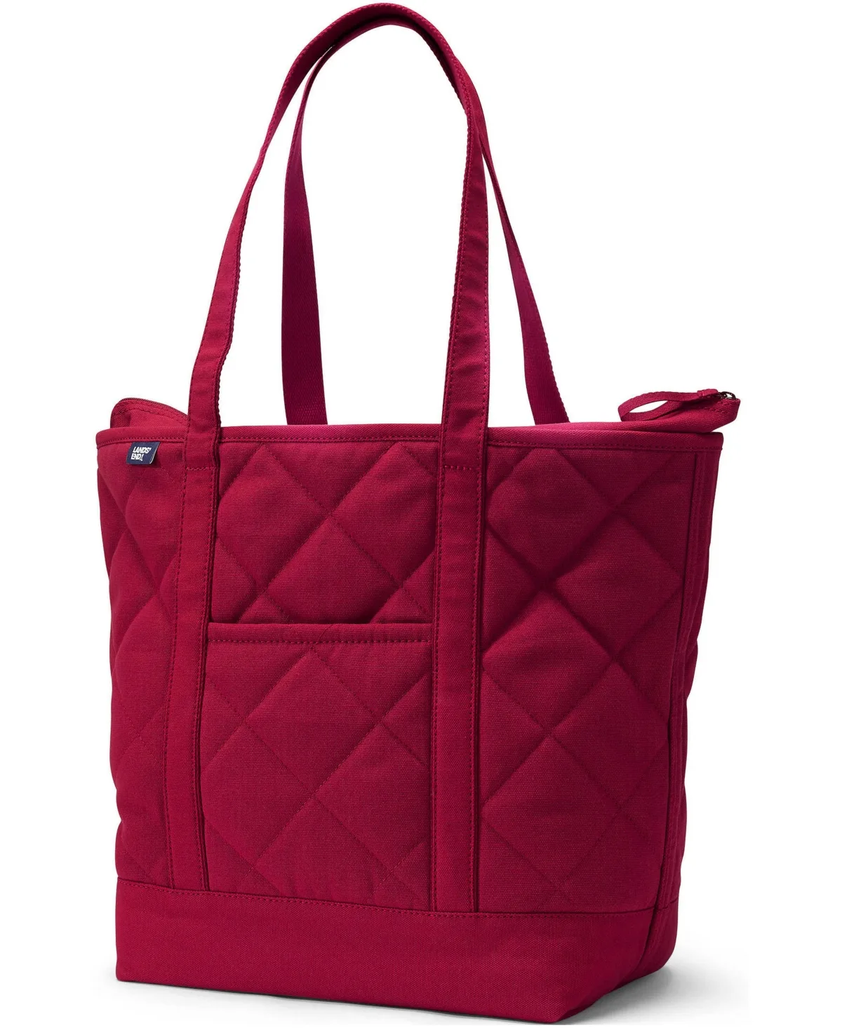 Large Quilted Canvas Long Handle Zip Top Tote by Lands' End