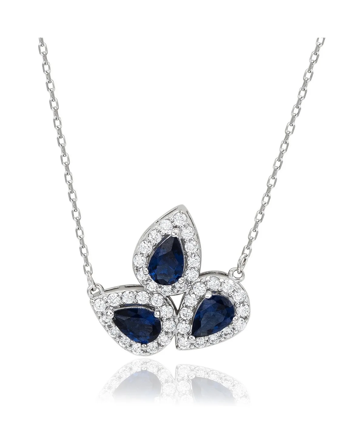 Sterling Silver Pear Shape Cubic Zirconia Drop Necklace by Suzy Levian New York