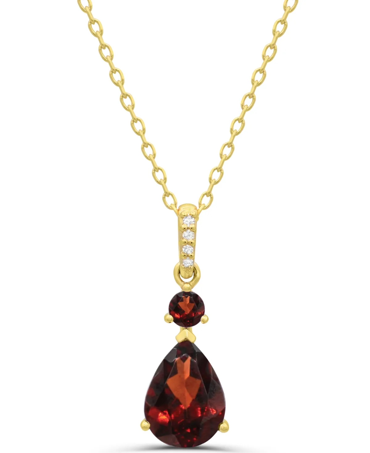 Garnet (1-1/8 ct. t.w.) with Diamond Accent Necklace in 14k Gold-Plated Sterling Silver by Macy's