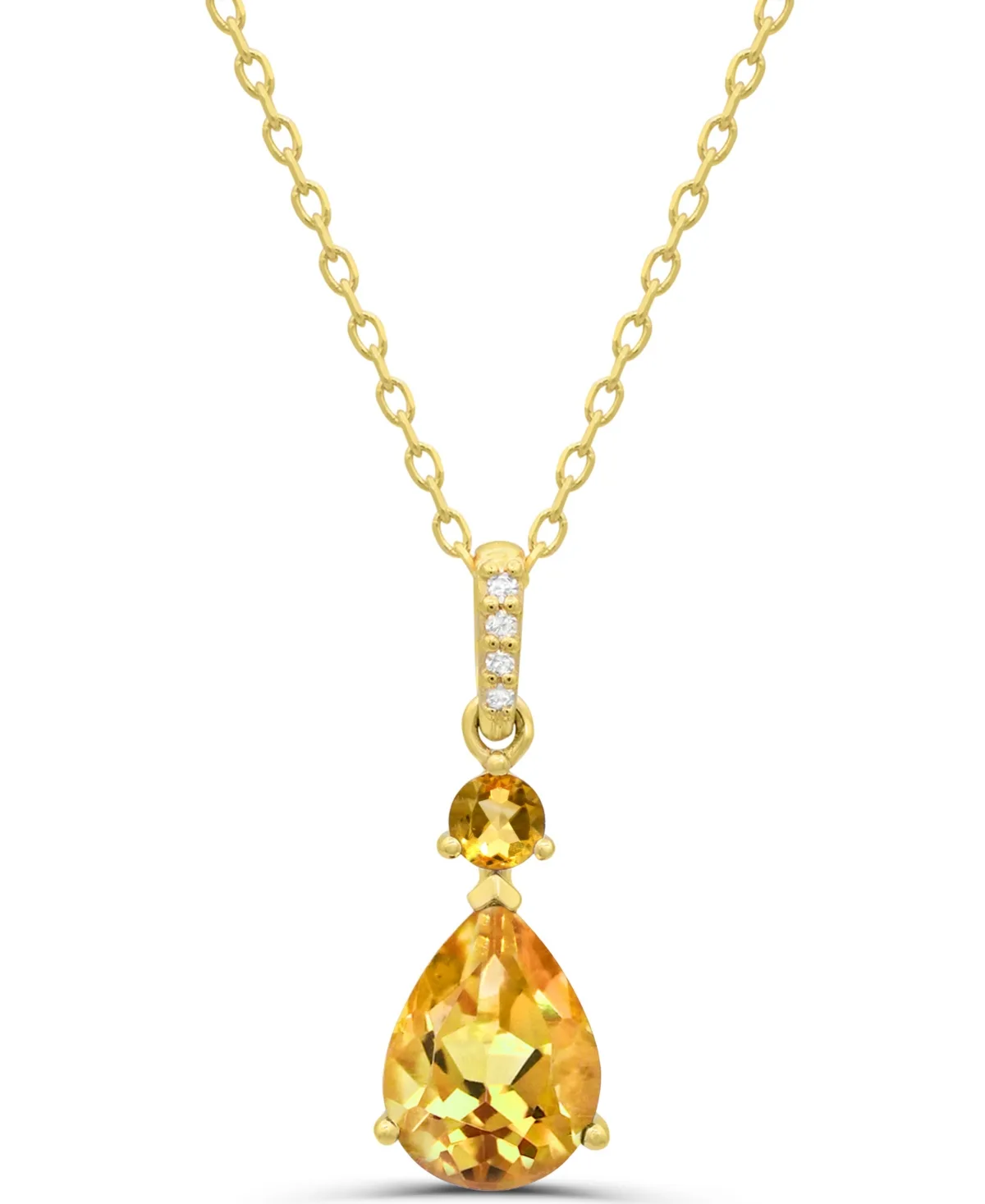 Citrine (3/4 ct. t.w.) and Diamond Accent Pendant in 14k Gold-Plated Sterling Silver by Macy's