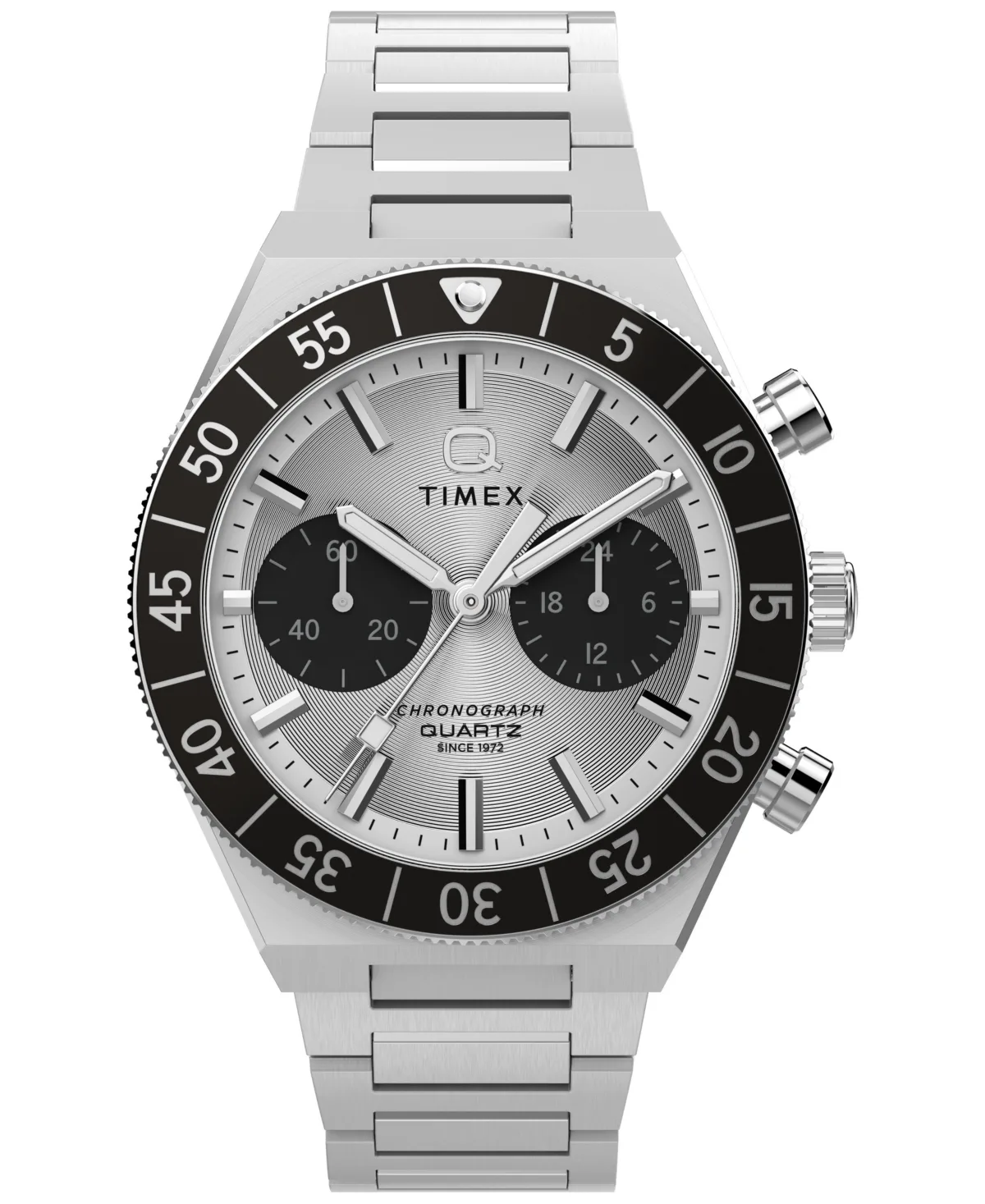 Q Timex Continental Chronograph Silver-Tone Stainless Steel Bracelet Watch 40mm by Timex
