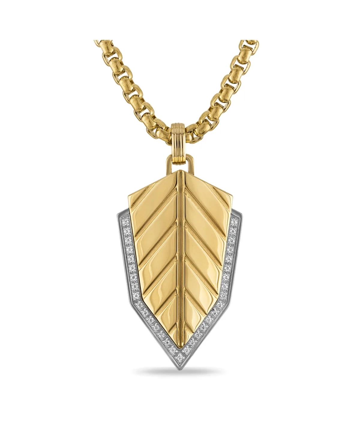 Diamond Shield Pendant (1/6 ct. t.w.) in Stainless Steel by Esquire Mens Jewelry