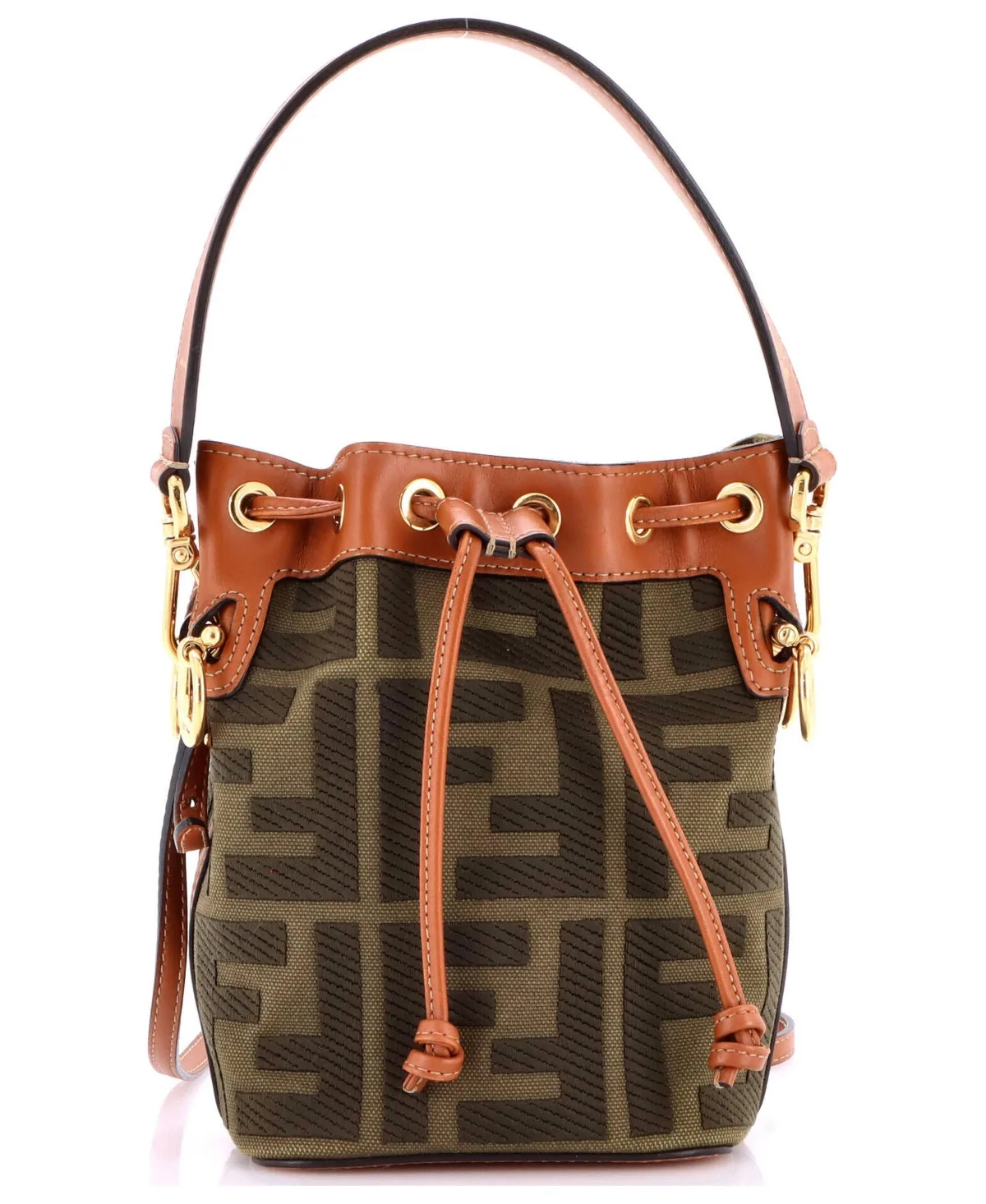 Pre-Owned Fendi Mini Mon Tresor Bucket Bag Zucca Embroidered Canvas by FENDI