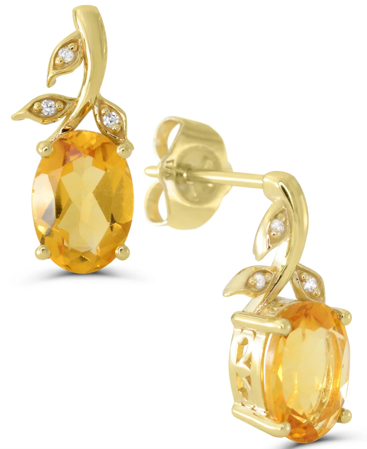 Citrine with Diamond Accent Oval Stud Earrings (1-1/8 ct. t.w.) in 14k Gold-Plated Sterling Silver by Macy's