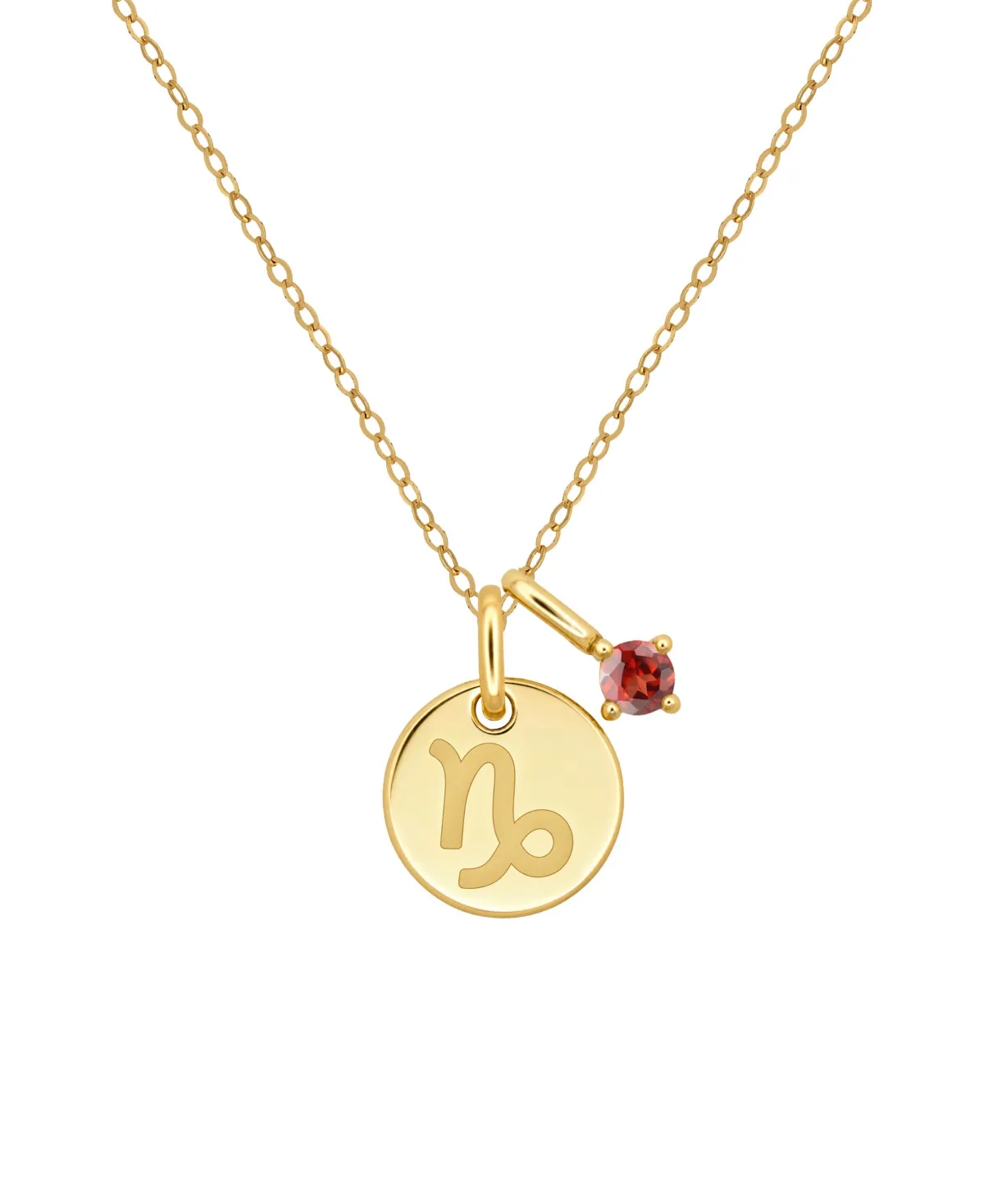 Garnet Capricorn Zodiac Pendant Necklace (1/6 ct. t.w.) in 14k Yellow Gold by Macy's