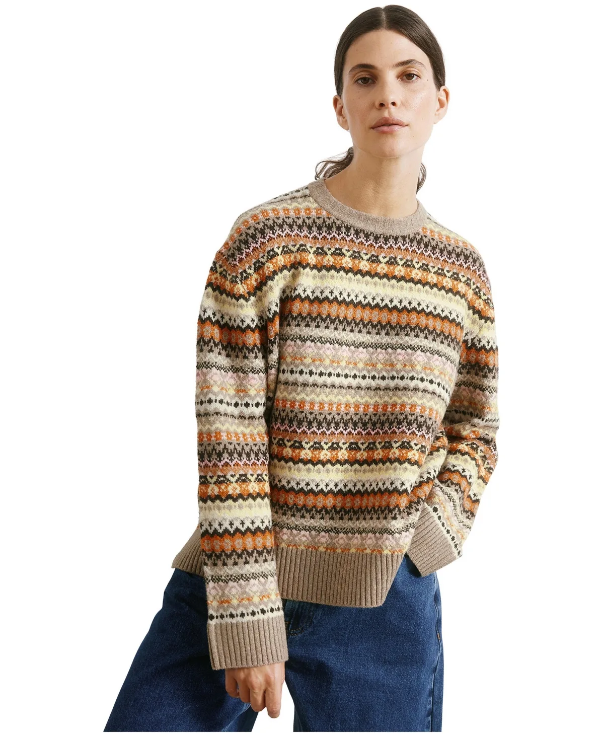 Fair Isle Long Sleeve Crew Neck Sweater by Albaray