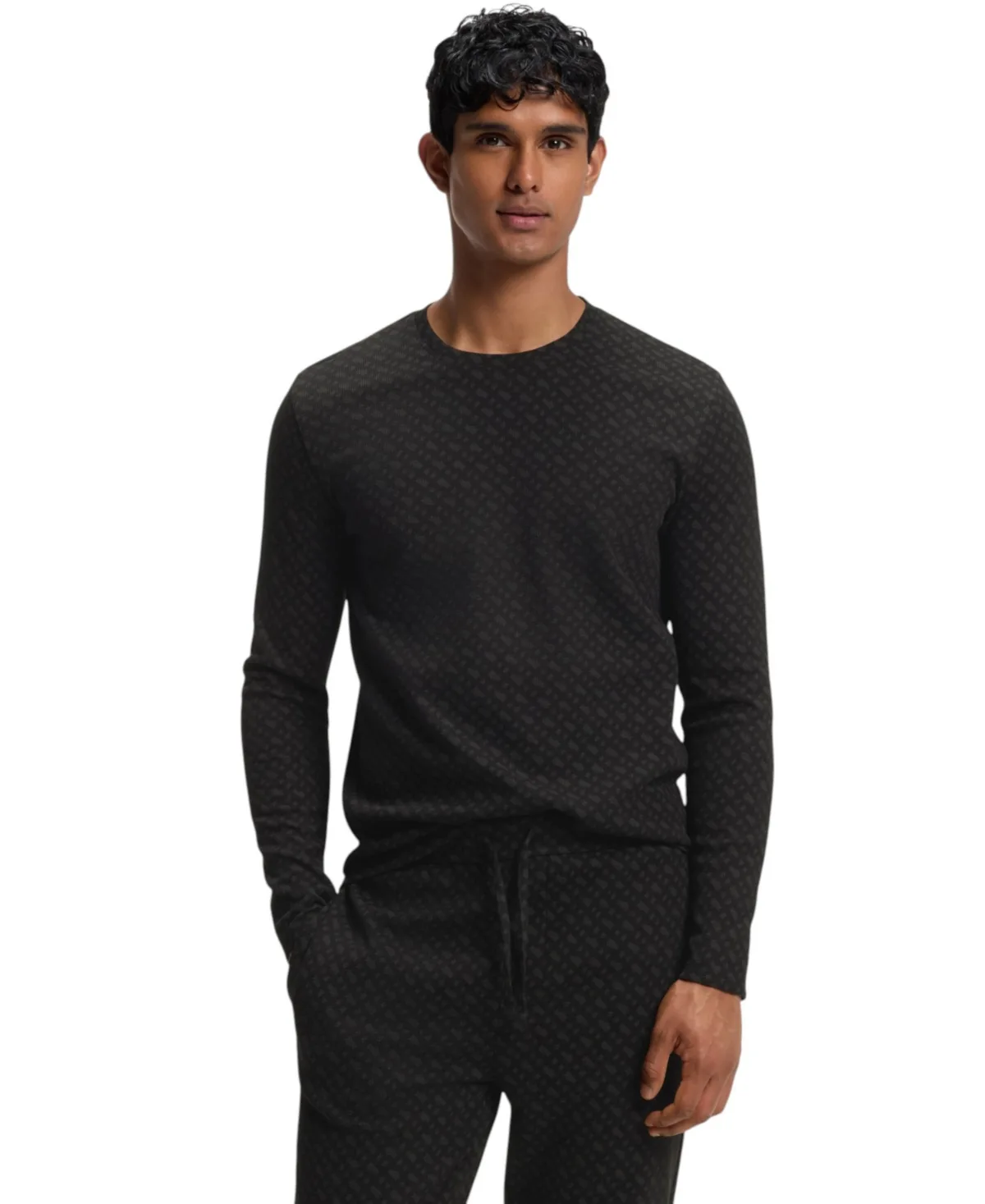 Boss by Hugo Boss Waffle-Knit Crewneck Long-Sleeve Pajama Top by Hugo Boss