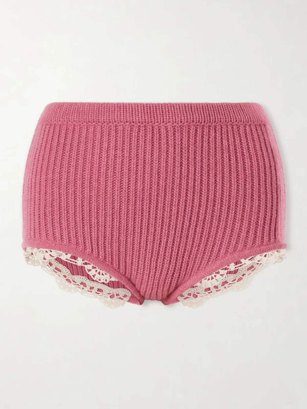 - Crochet-trimmed Knitted Cashmere Shorts -