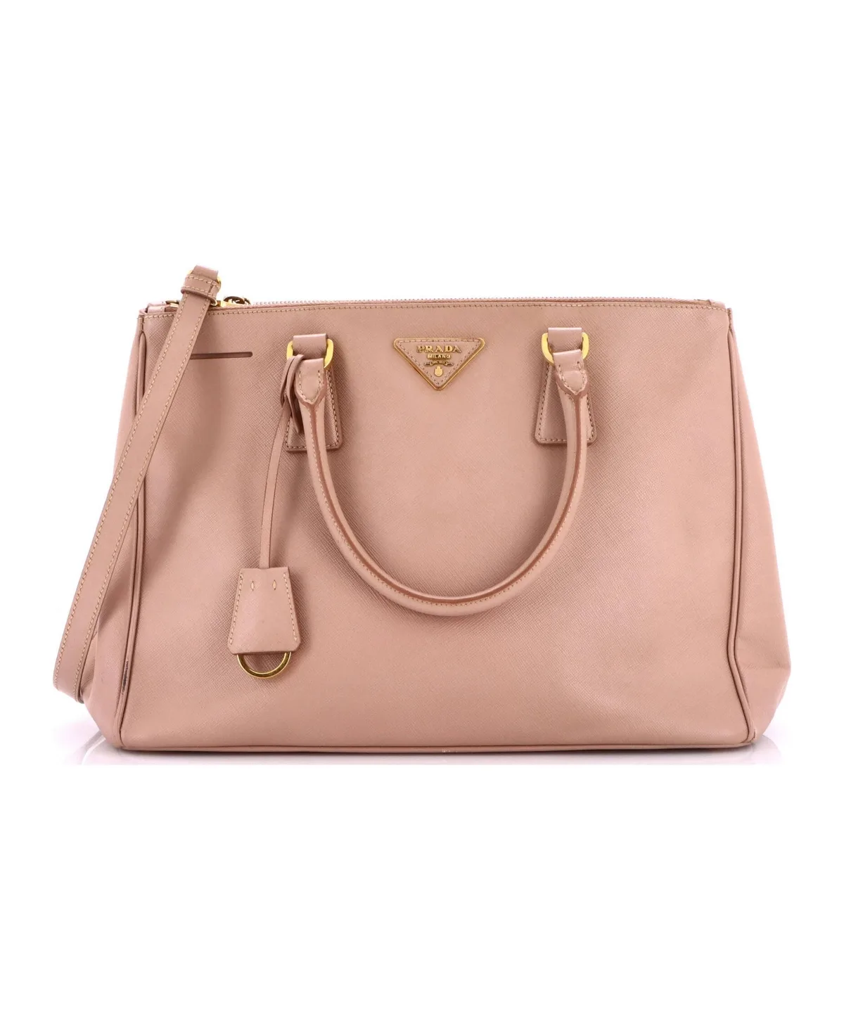 Pre-Owned Prada Medium Double Zip Lux Tote Saffiano Leather by Prada