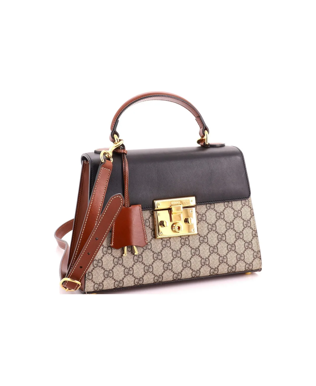 Pre-Owned Gucci Small Padlock Top Handle Bag Gg Coated Canvas and Leather by Gucci