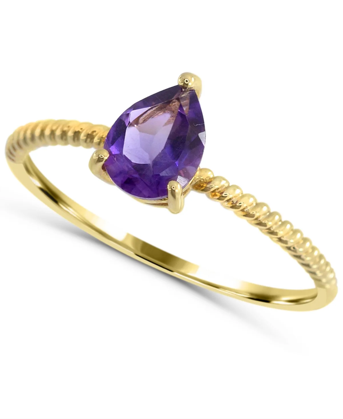 Pear-Cut Amethyst Solitaire Ring (1/2 ct. t.w.) in 14k Gold-Plated Sterling Silver by Macy's