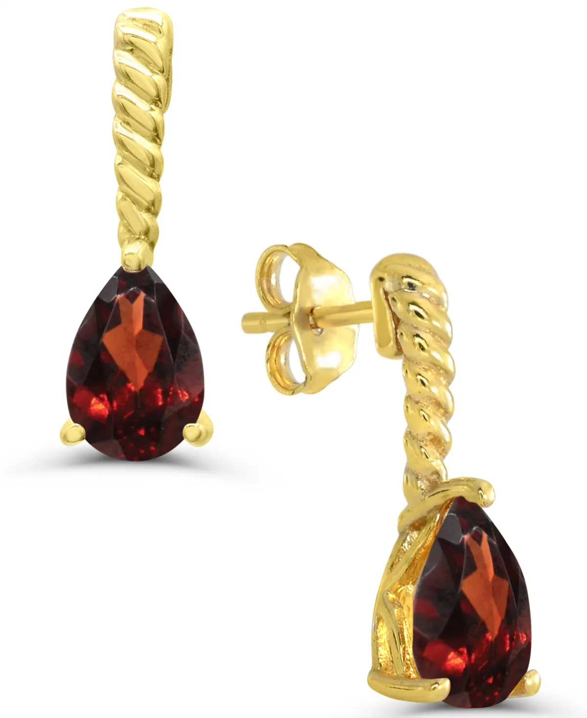Garnet Drop Earrings (7/8 ct. t.w.) in 14k Gold-Plated Sterling Silver by Macy's