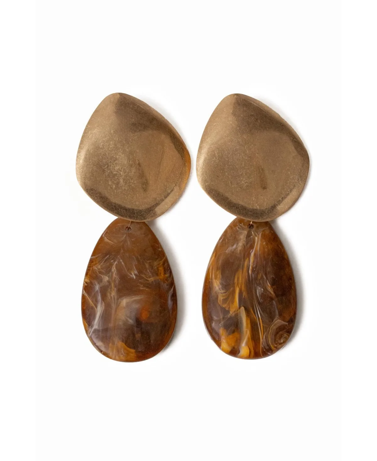 Gold-Tone Aris Molten Hammered Teardrop Drop Earrings