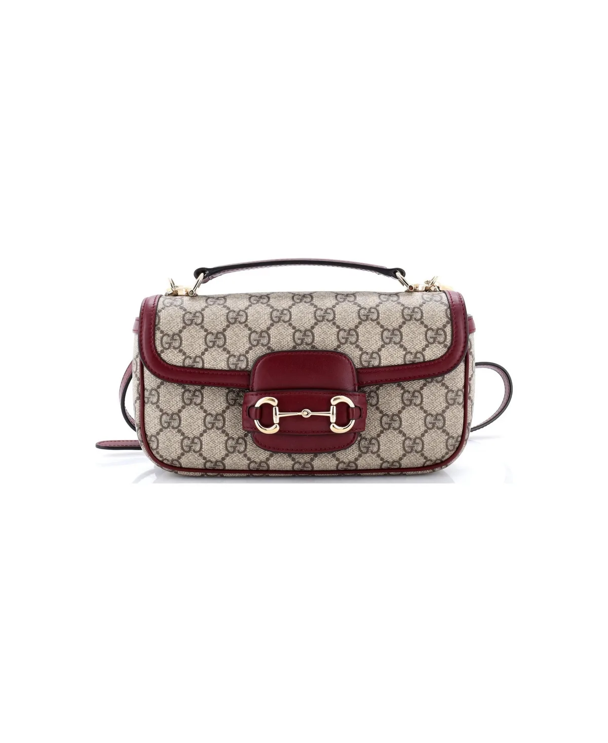Pre-Owned Gucci East West Horsebit 1955 Shoulder Bag Gg Coated Canvas with Leather by Gucci