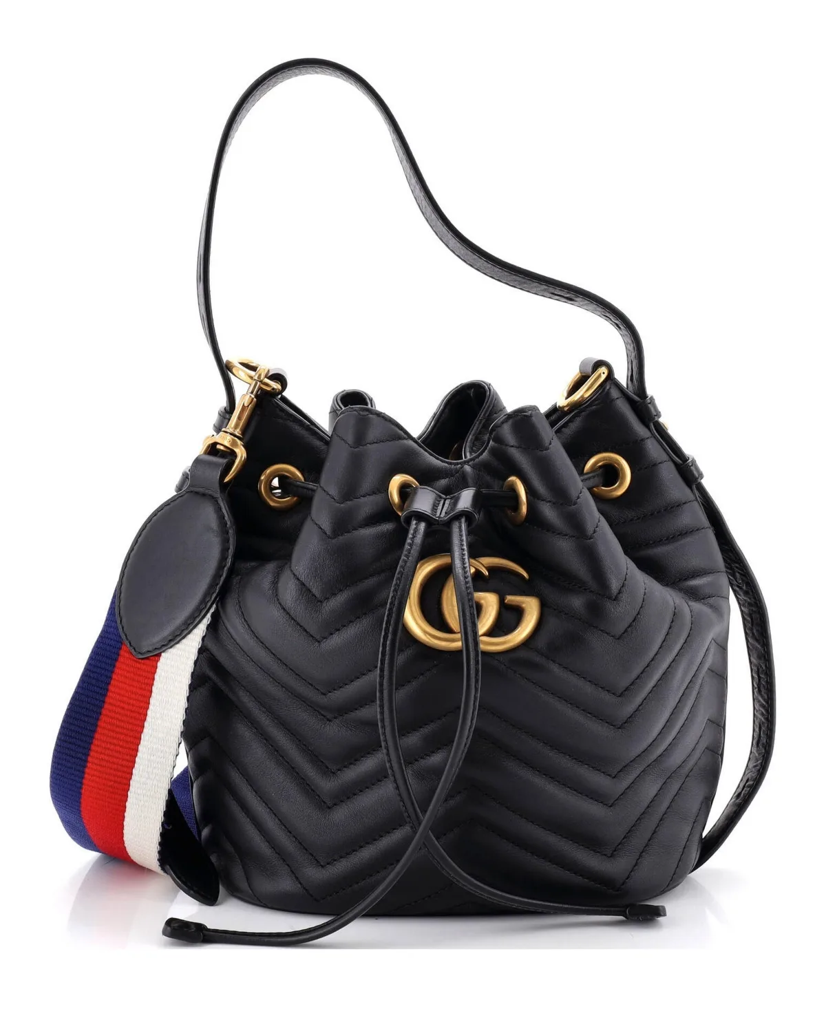 Pre-Owned Gucci Small Gg Marmont Bucket Bag Matelasse Leather by Gucci