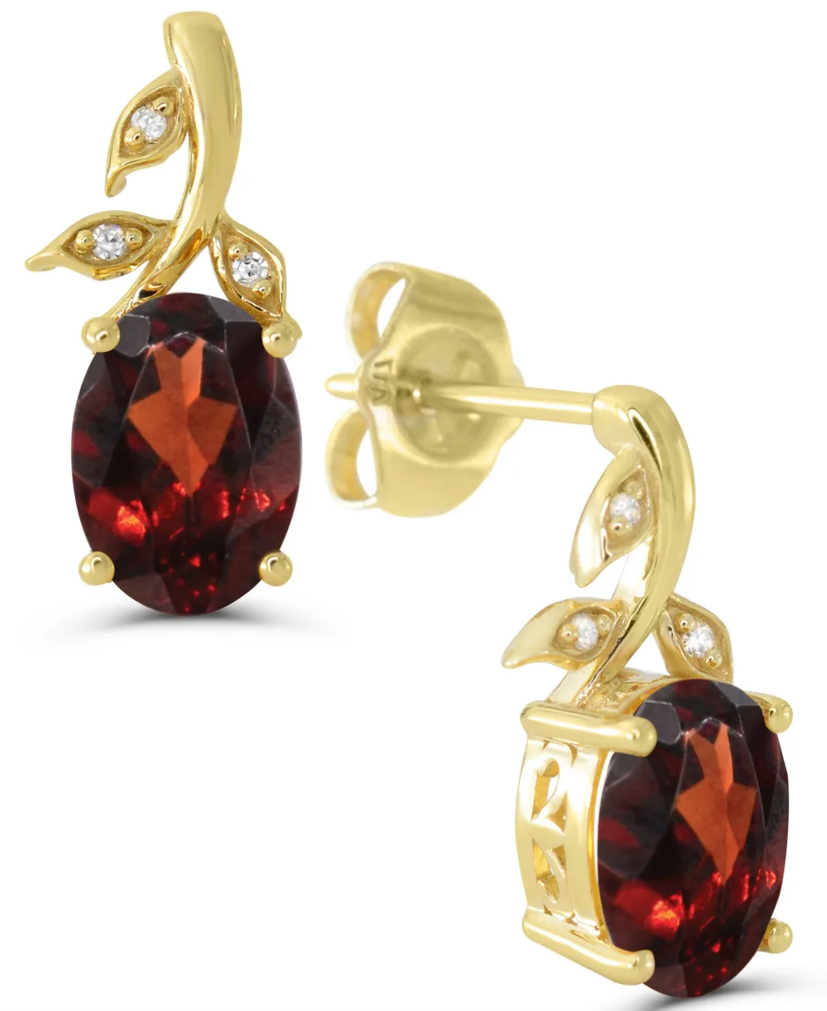 Garnet with Diamond Accent Earrings (1-5/8 ct. t.w.) in 14k Gold-Plated Sterling Silver by Macy's