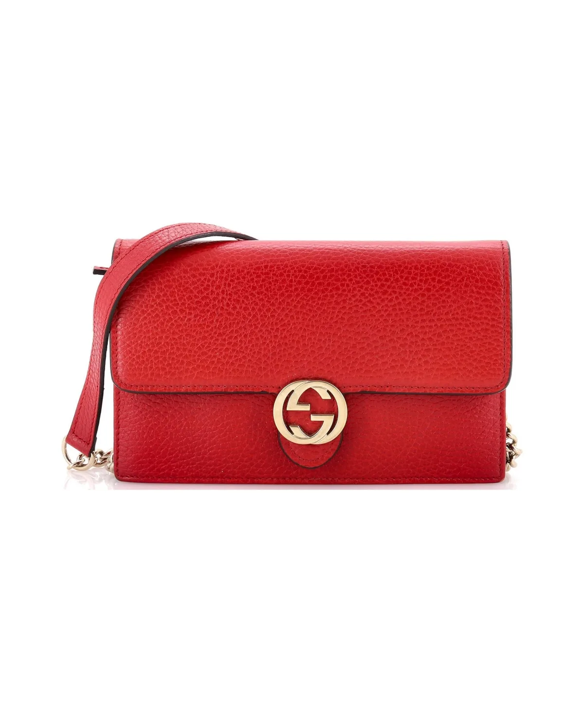 Pre-Owned Interlocking Wallet on Chain Leather by Gucci