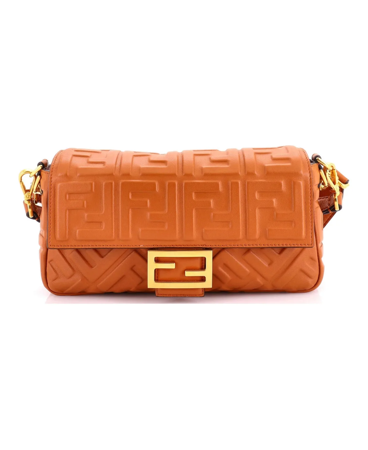 Pre-Owned Fendi Medium Baguette Nm Bag Zucca Embossed Leather by FENDI