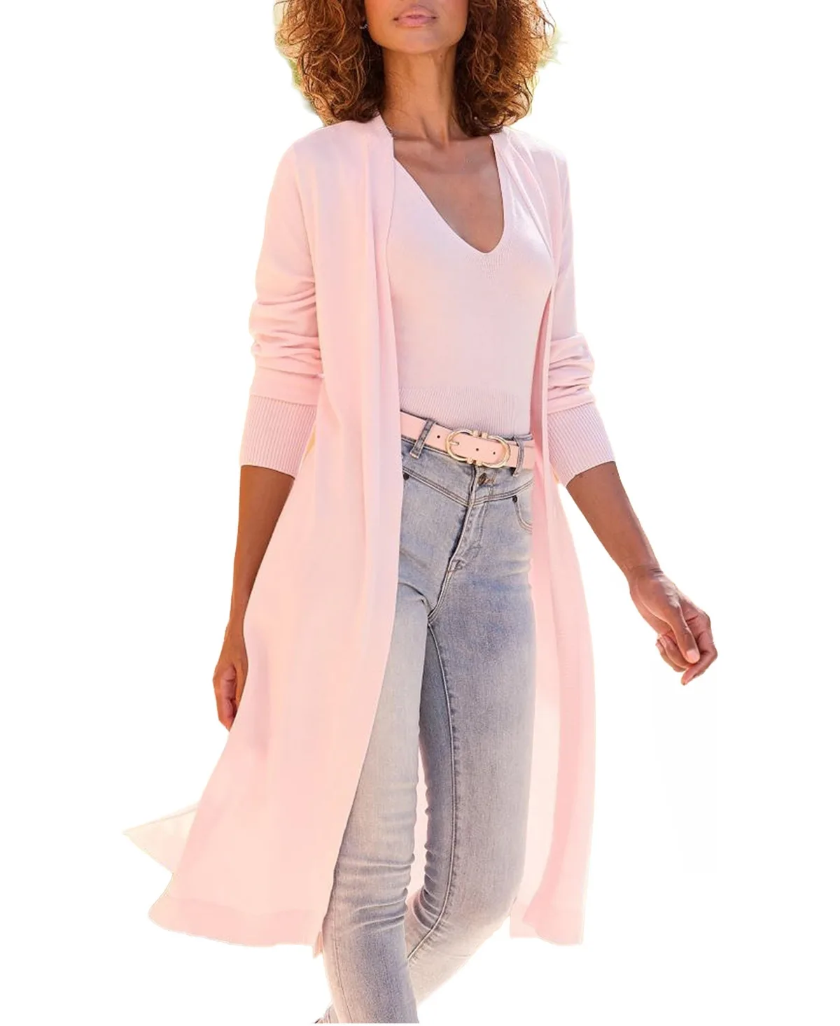 Viscose Long Open-Front Lightweight Cardigan by Lascana