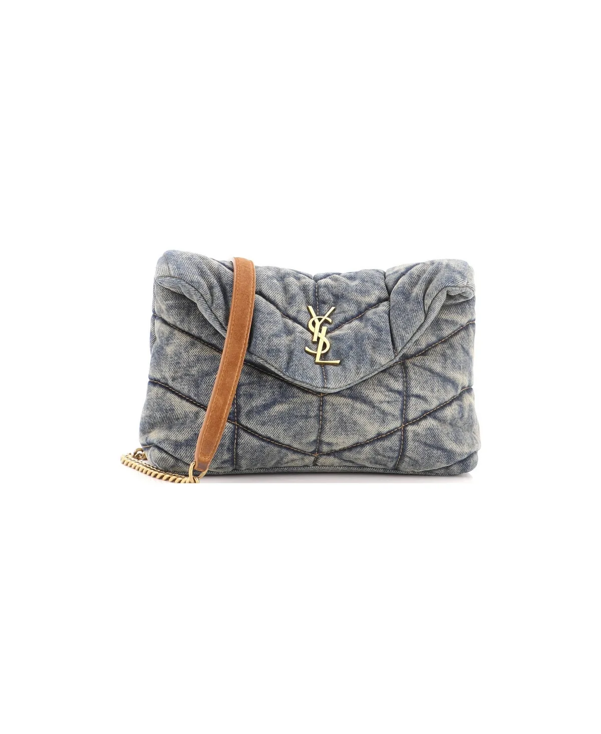 Pre-Owned Saint Laurent Mini Loulou Puffer Shoulder Bag Quilted Vintage Denim by Saint Laurent