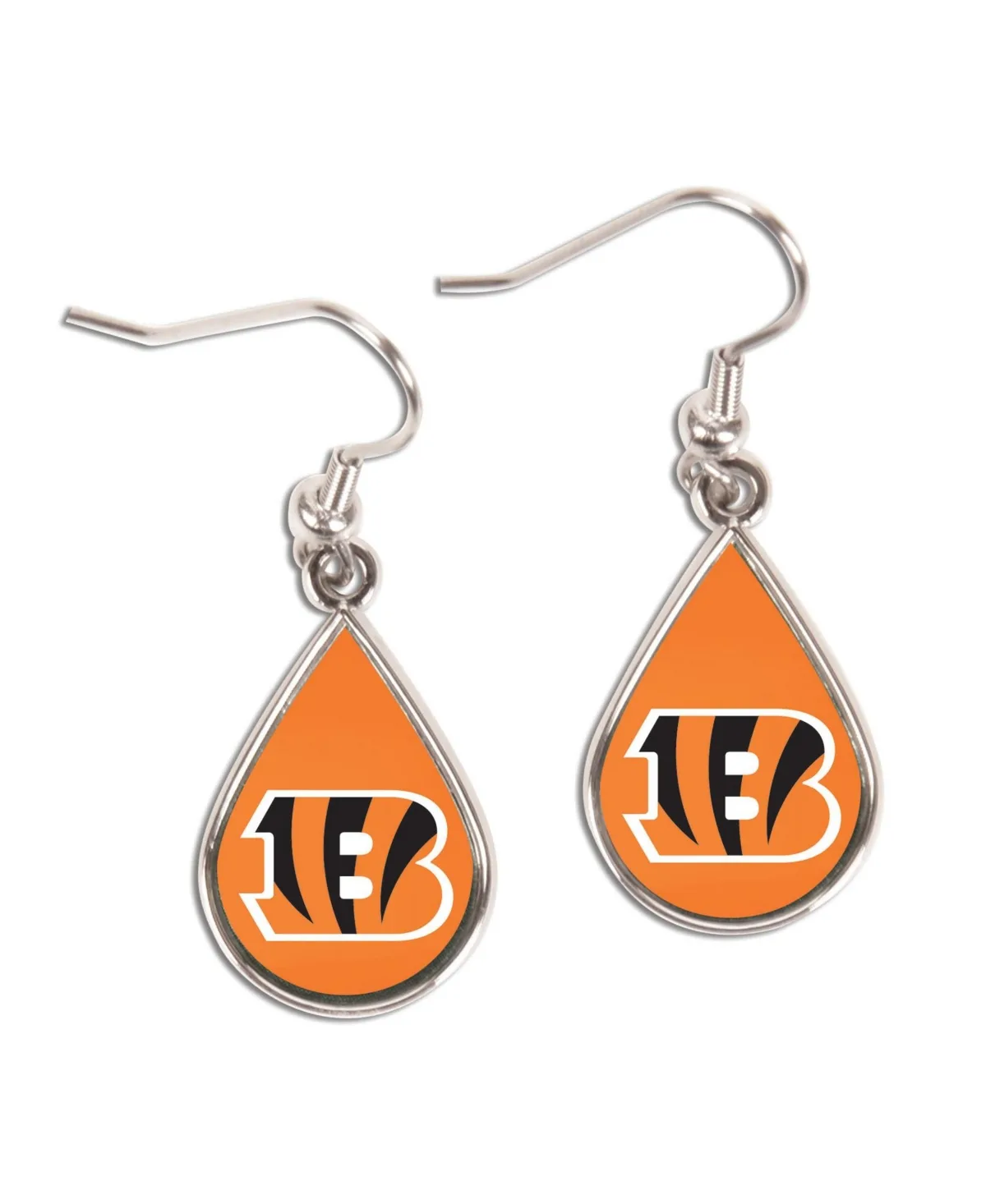 Cincinnati Bengals Silver-Tone Teardrop Dangle Earrings by WinCraft