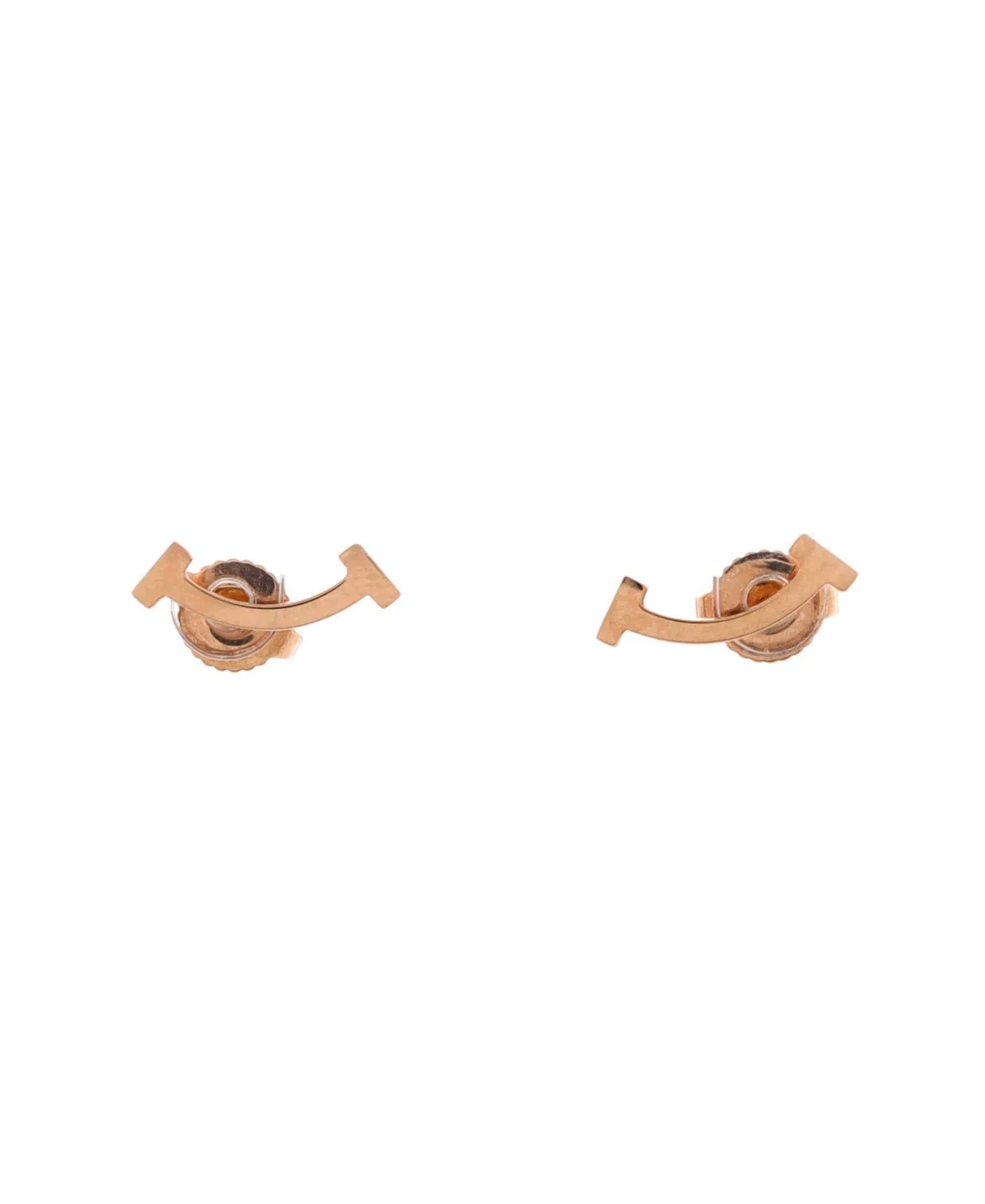 Pre-Owned Tiffany and Co T Smile Stud Earrings - 18k Rose Gold by Tiffany & Co.