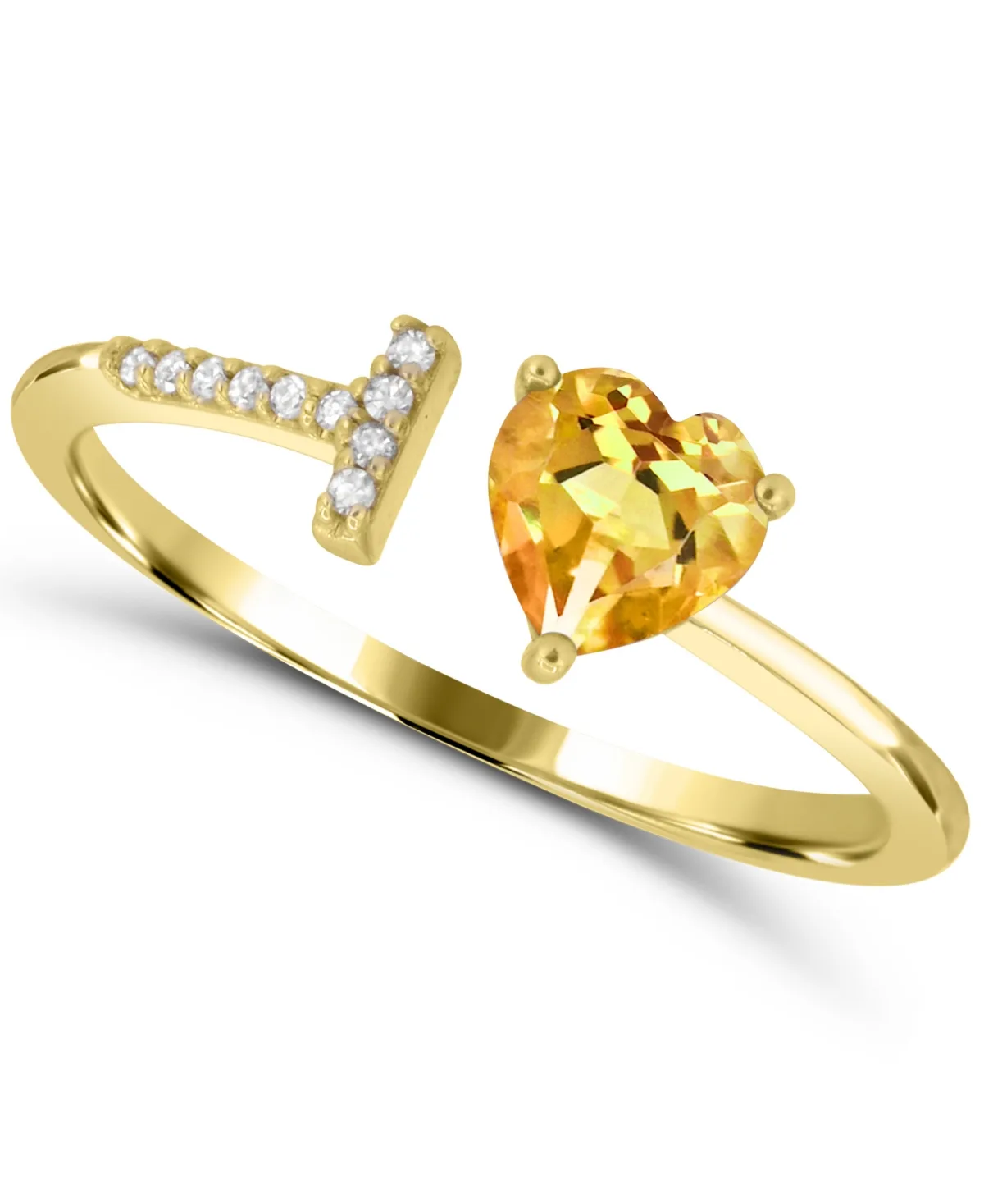 Citrine Heart Open Ring (1/3 ct. t.w. Citrine, 1/20 ct. t.w. Diamond) in 14k Gold-Plated Sterling Silver by Macy's