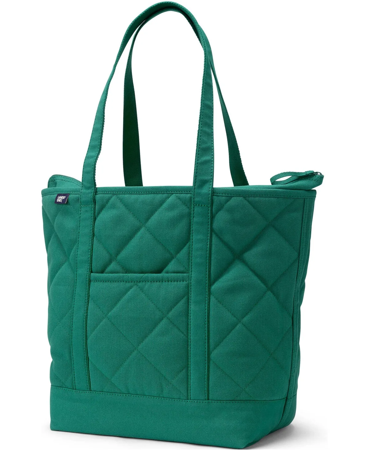 Large Quilted Canvas Long Handle Zip Top Tote by Lands' End