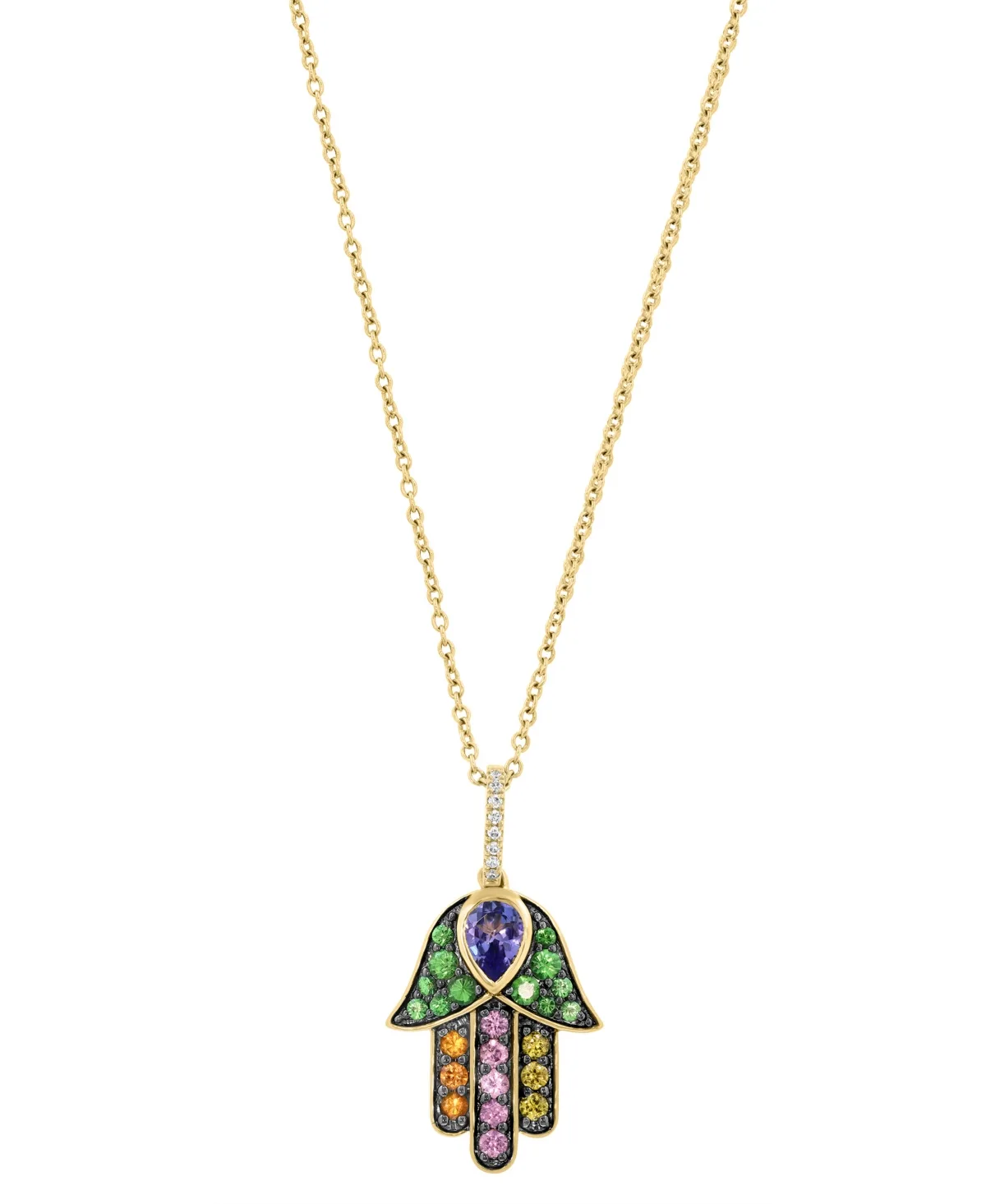 Diamond and Multi-Sapphire Pendant (2-1/5 ct. t.w.) in 14k Yellow Gold by Effy Collection