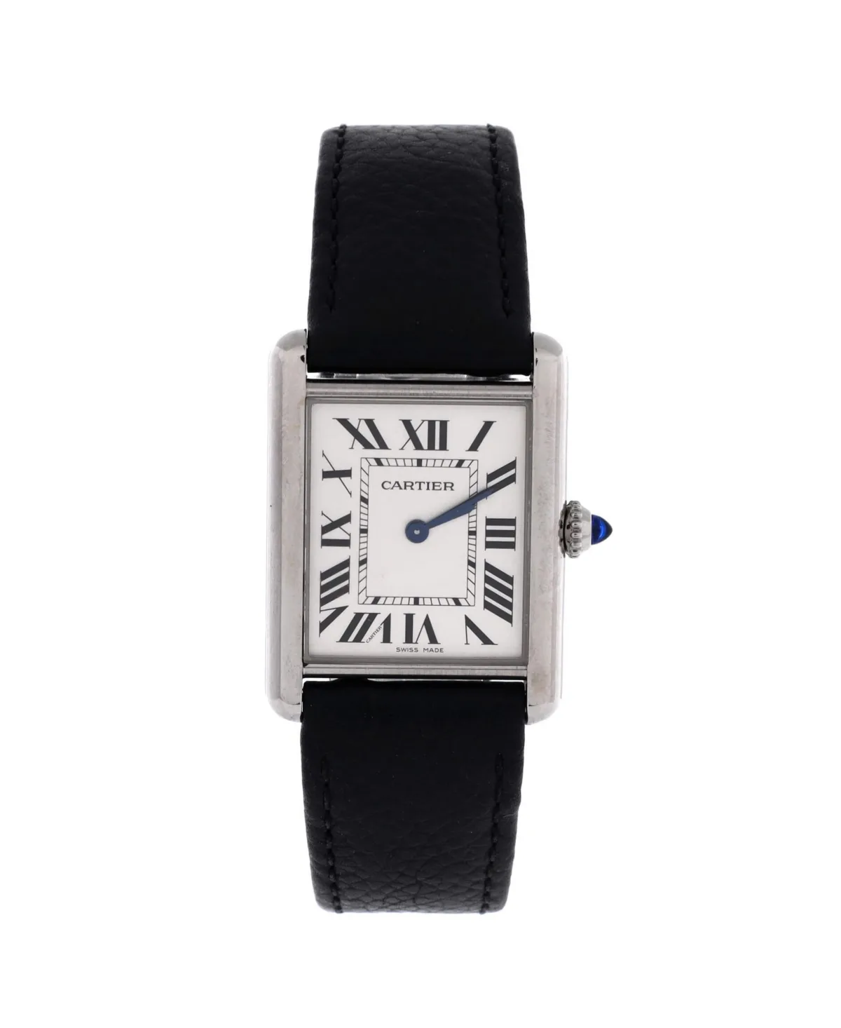 Pre-Owned Cartier Must De Cartier Tank Quartz Watch in Stainless Steel and Leather 25mm by Cartier's